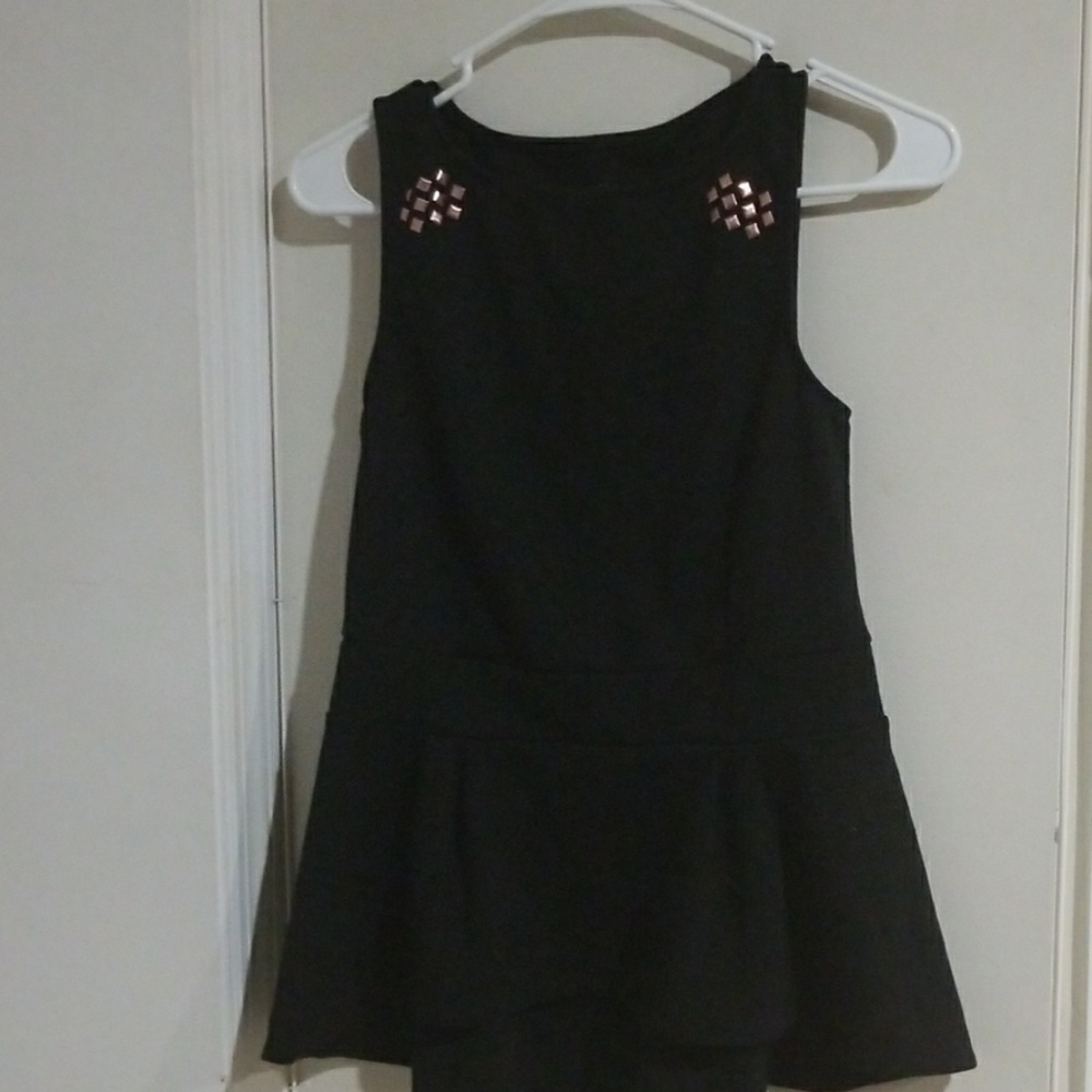 Black Blouse with Bronze Diamond shape Jewels